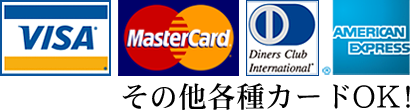 VISA / MasterCard / Diners / AmericanExpress その他各種カードOK!